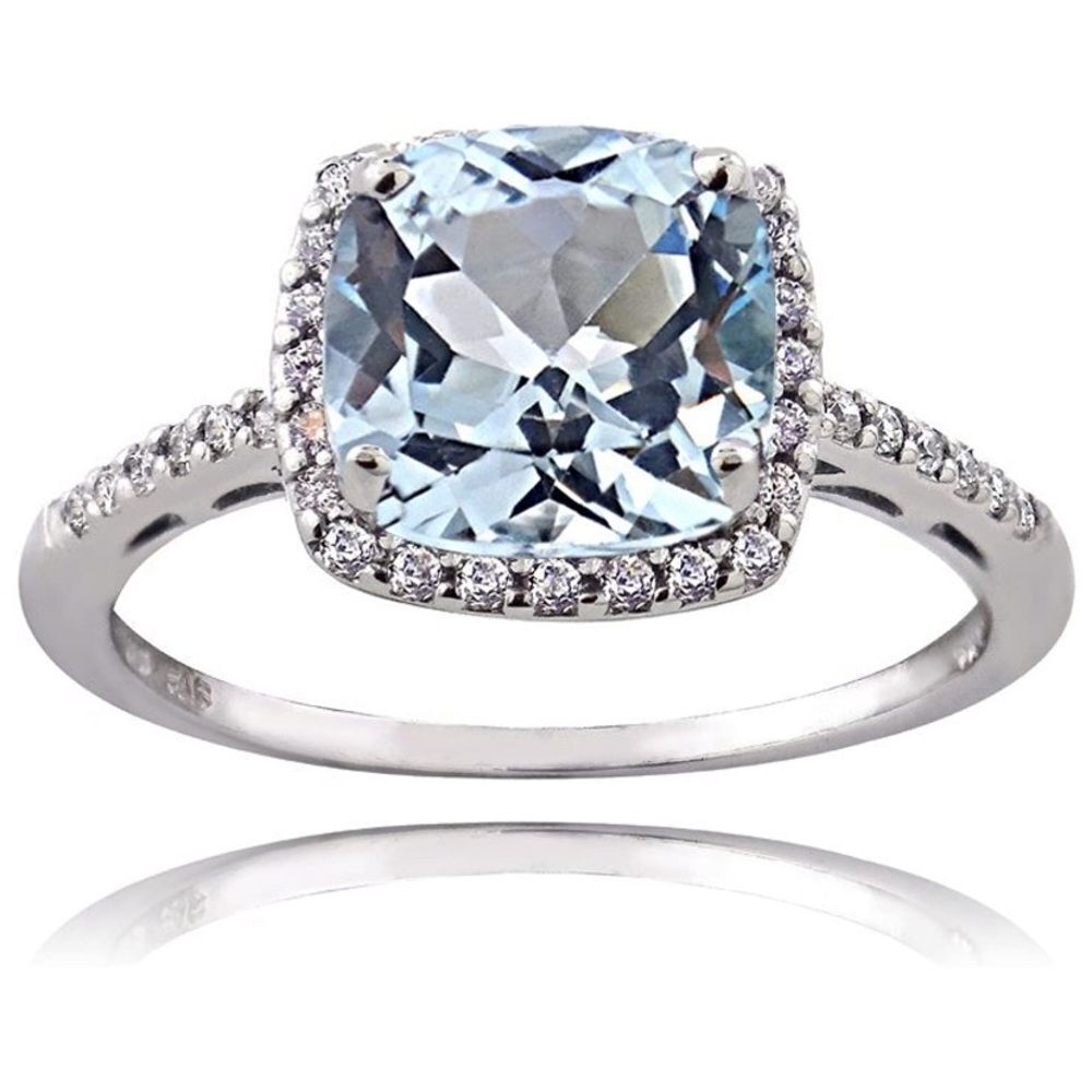 Sparkling Topaz Cushion Cut Halo Ring